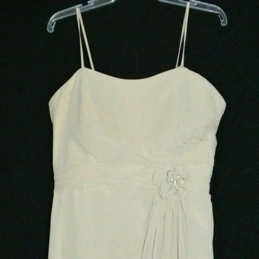 Kanali K Beige Chiffon Bridesmaid Prom Formal